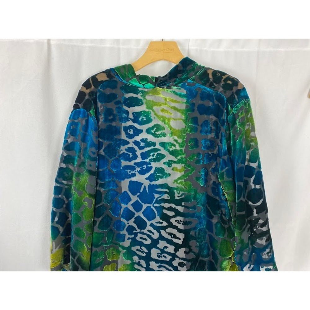 Draper's & Damons Burnout Velvet‎  Boho Chic Abstract Long Sleeve KimomoL - Picture 11 of 16